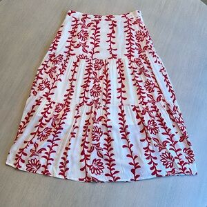 Ellison Women’s Red White Floral Lined Maxi Skirt Size Large